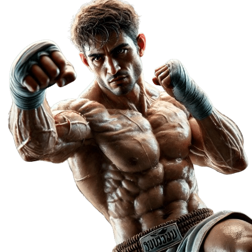DALL E A highly detailed and realistic close up image of a Muay Thai fighter in action delivering a powerful punch The fighter